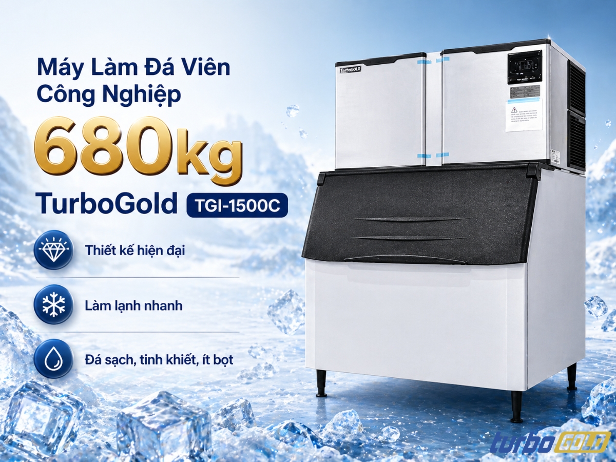 Máy Làm Đá Viên Công Nghiệp 680kg TurboGold TGI-1500C 5 Ưu điểm của máy làm đá viên công nghiệp 680kg TurboGold TGI-1500C