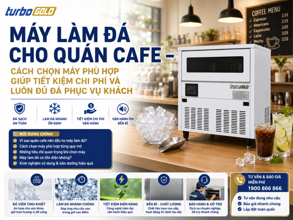 Khám phá cách chọn máy làm đá cho quán cafe phù hợp với mô hình kinh doanh, giúp tiết kiệm chi phí, đảm bảo nguồn đá sạch và luôn phục vụ khách hàng mọi thời điểm.