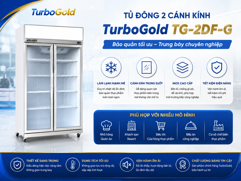 Tủ Đông Inox: Top 5 Mẫu Hot Nhất Hiện Nay 2 Tủ đông 2 cánh kính TurboGold TG-2DF-G