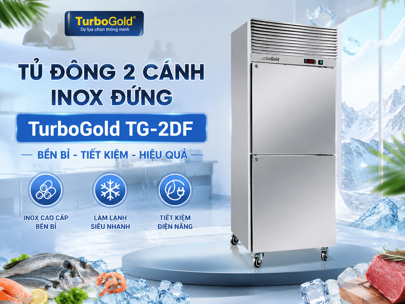 Tủ Đông Inox: Top 5 Mẫu Hot Nhất Hiện Nay 4 Tủ đông 2 cánh inox đứng TurboGold TG-2DF