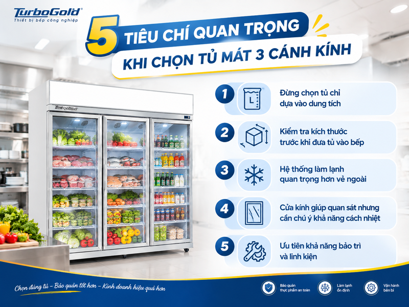 Tủ Mát 3 Cánh Kính: Kinh Nghiệm Chọn Và Sử Dụng Hiệu Quả 2 5 tiêu chí quan trọng khi chọn tủ mát 3 cánh kính cho nhà hàng