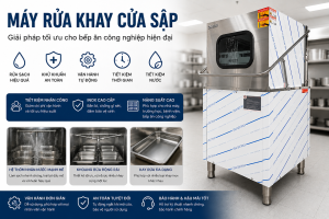 Máy rửa khay cửa sập TurboGold giải pháp tối ưu cho bếp ăn công nghiệp hiện đại, tiết kiệm nước và chi phí vận hành.