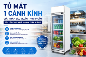Tủ mát 1 cánh kính TurboGold thiết kế hiện đại, làm lạnh ổn định, tối ưu không gian và bảo quản thực phẩm hiệu quả cho nhà hàng, cửa hàng, quán ăn.